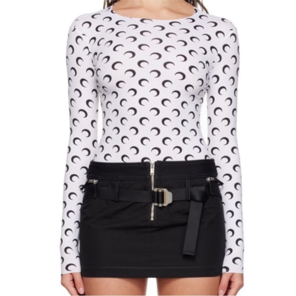 Marine Serre White “All Over Moon” Long Sleeve Top